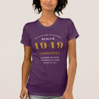 Personalised Birthday 1949 Purple Gold Elegant