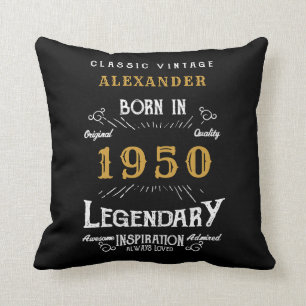 Personalised Birthday 1950 Distressed Legendary  Cushion