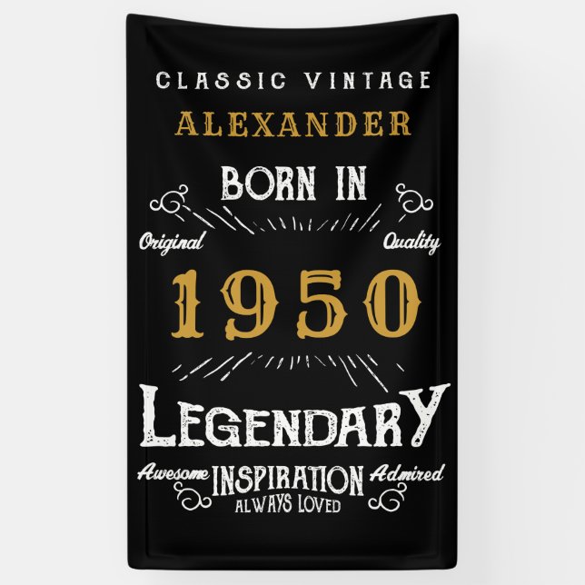 Personalised Birthday 1950 Legendary Distressed  Banner (Vertical)