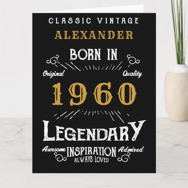 Personalised Birthday 1960 Add Name Legendary Big Card (Front)