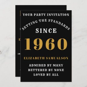 Personalised Birthday 1960 Add Your Name Black Invitation