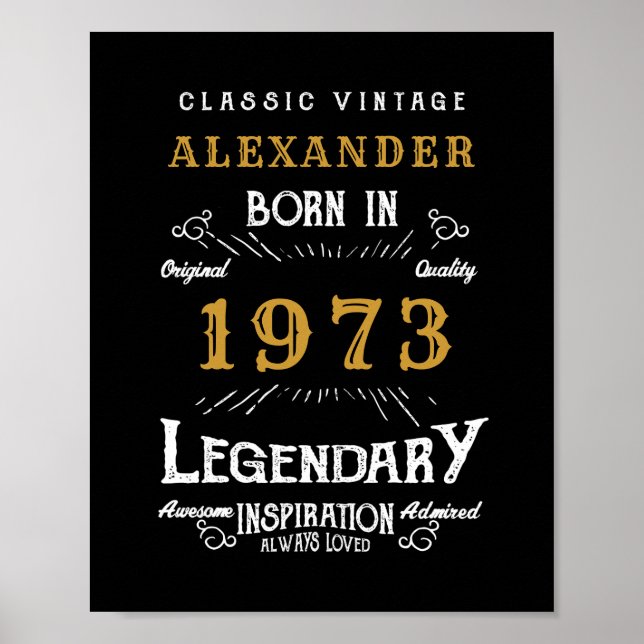 Personalised Birthday 1973 Add Your Name Legendary Poster (Front)