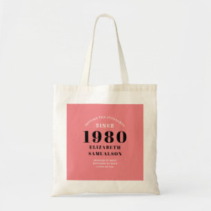 Personalised Birthday 1980 Pink Setting Standards Tote Bag
