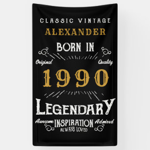 Personalised Birthday 1990 Add Your Name Legendary Banner