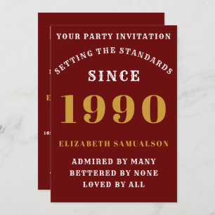 Personalised Birthday 1990 Add Your Name Red Invitation