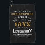 Personalised Birthday Add Name Legendary Father Golf Towel<br><div class="desc">Vintage design any year "Original Quality Legendary Inspiration" golf towel for that special dad. Add the name and year as desired in the template fields creating a unique 40th, 50th, 60th or any birthday celebration item. Team this up with the matching gifts, party accessories, and clothing available in our store...</div>