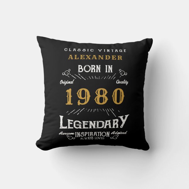 Personalised Birthday Add Your Name 1980 Legendary Cushion (Front)