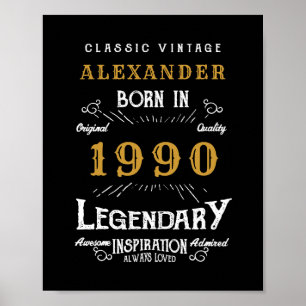 Personalised Birthday Add Your Name 1990 Legendary Poster