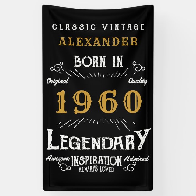 Personalised Birthday Add Your Name Legendary Gold Banner (Vertical)