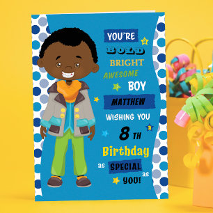 Personalised Birthday - African American Boy Card