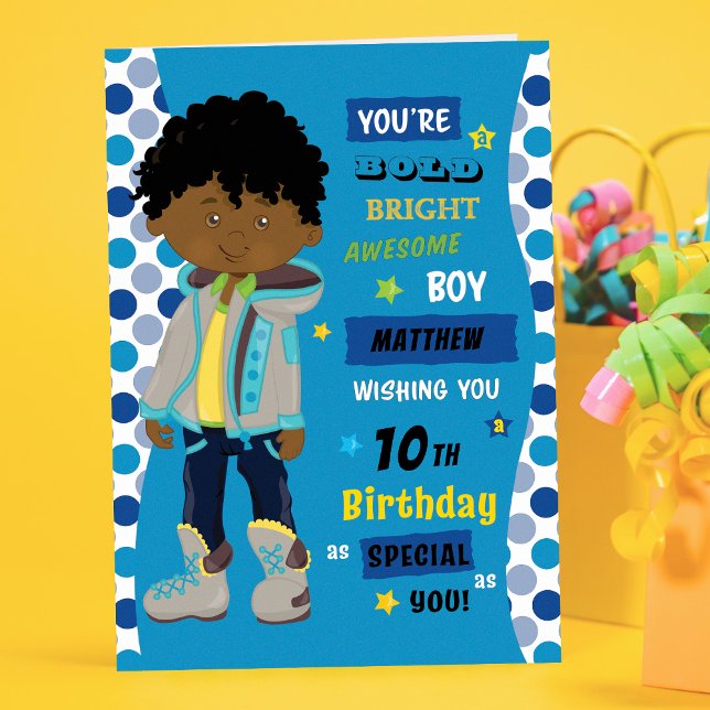 Personalised Birthday - African American Boy Card (Creator Uploaded)