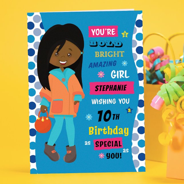 Personalised Birthday - African American Girl Card (Creator Uploaded)