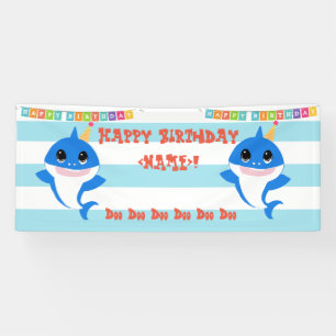 Personalised Birthday Baby Shark Banner