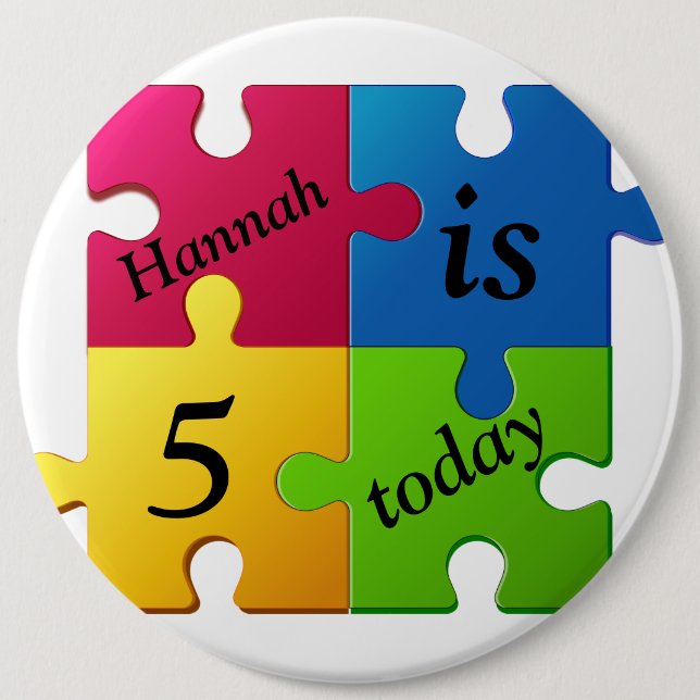 Personalised Birthday Badge - 5 Today (Front)