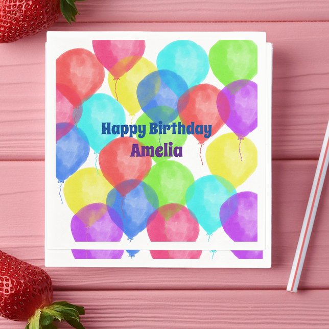 Personalised Birthday Balloon Party  Napkin (Creator Uploaded)