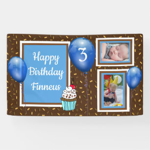 Personalised Birthday Banner for Boy's Blue