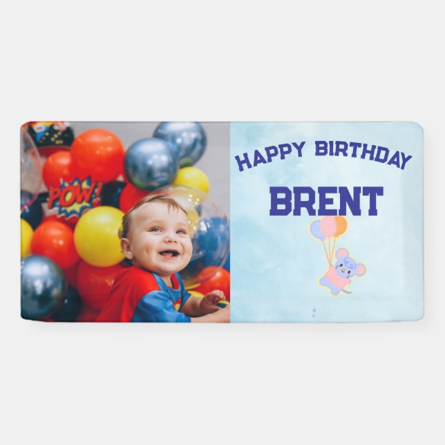 Personalised Birthday Banner with Photo and Name (Horizontal)