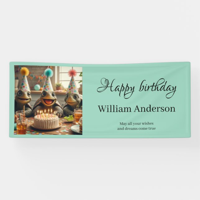 Personalised birthday banner with turtles (Horizontal)