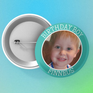Personalised Birthday Boy Name and Photo 6 Cm Round Badge