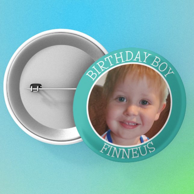 Personalised Birthday Boy| Name and Photo 6 Cm Round Badge (Creator Uploaded)
