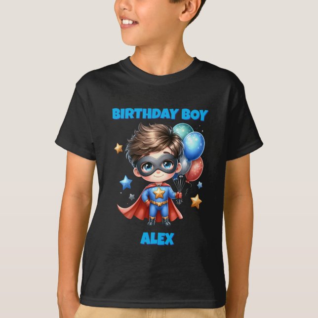 Personalised Birthday Boy Superhero T-shirt Custom (Front)