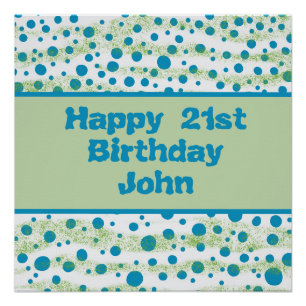 Personalised Birthday By the Sea Blue and Green Poster