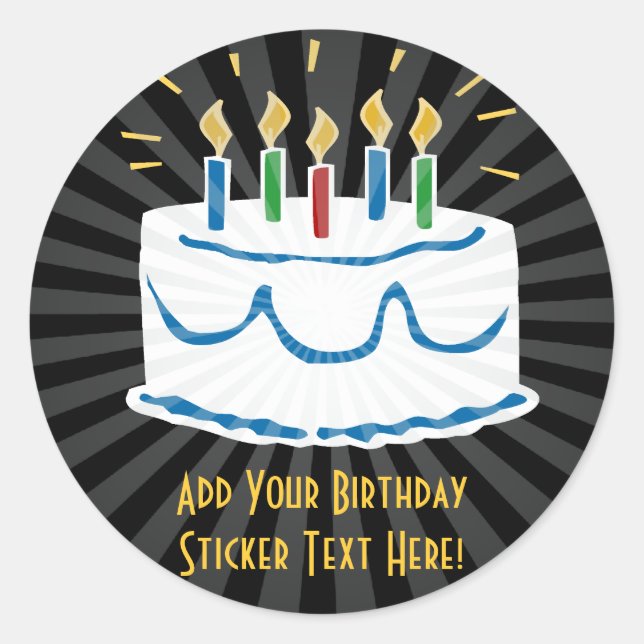 Personalised Birthday Cake Sticker or Favour Label (Front)