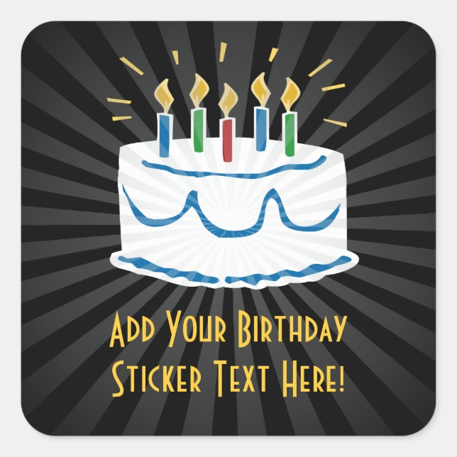 Personalised Birthday Cake Sticker or Favour Label (Front)