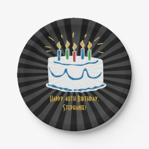 Personalised Birthday Cake Sticker or Favour Label Paper Plate