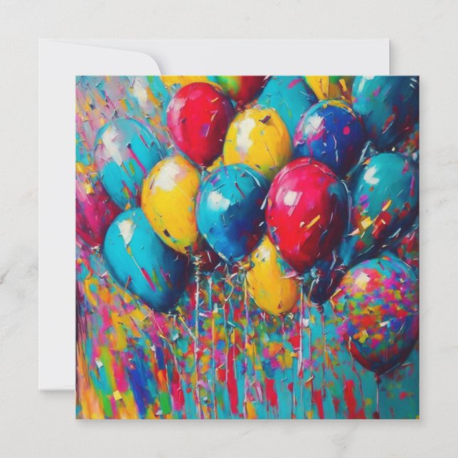 Personalised Birthday Card | Colourful Balloons (Front)