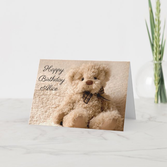 Personalised Birthday Card - Fluffy Teddy (Front)