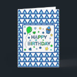 Personalised Birthday Card for Brother<br><div class="desc">Blue and green birthday card for a brother,  although you can customise it for anyone. Lime green balloon and blue cupcake.</div>