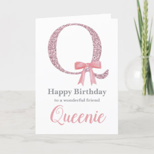 Personalised Birthday Card for Her - Letter Q