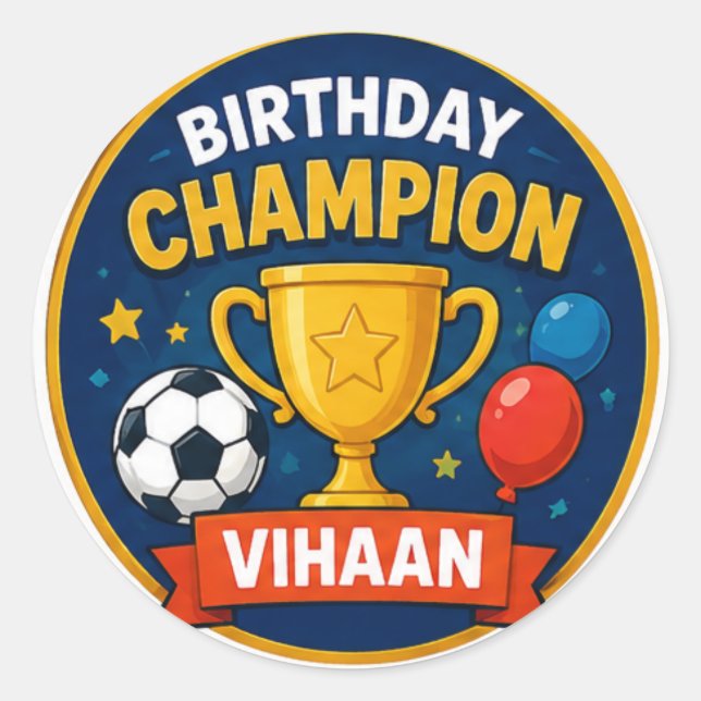 Personalised Birthday Champion Sticker (Front)