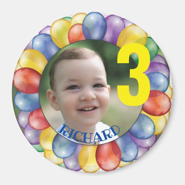 Personalised Birthday Circle Magnet (Front)