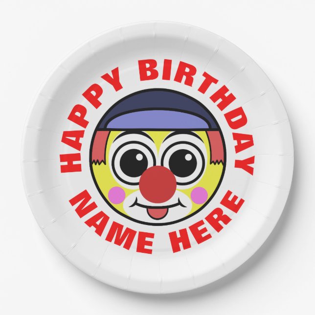 Personalised Birthday Clown Paper Plate (Front)