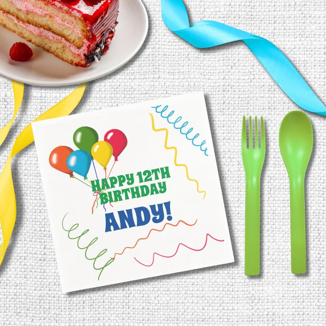 Personalised Birthday | Colourful Balloons Napkin (Creator Uploaded)