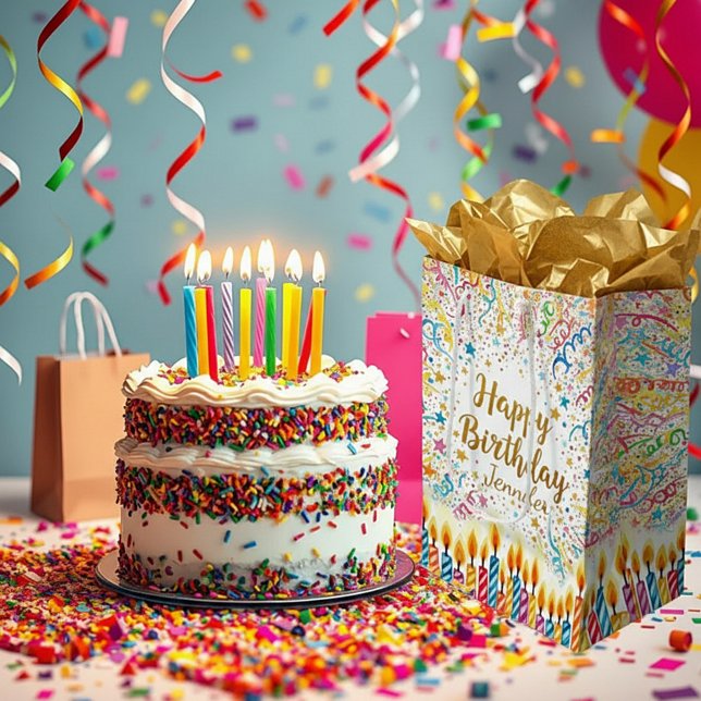 Personalised birthday confetti fun medium gift bag (Creator Uploaded)