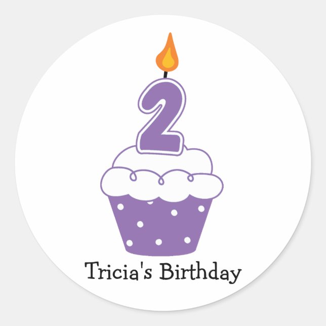 Personalised Birthday Cupcake Stickers (Front)