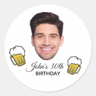 Personalised Birthday Custom Face & Age Tattoo  Classic Round Sticker