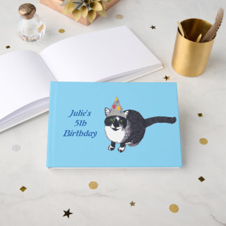 Personalised # Birthday Cute Cat Guestbook