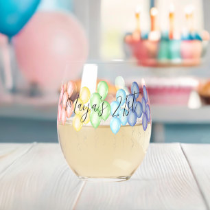personalised birthday drinkware stemless wine glas glass