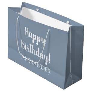 Personalised Birthday Dusty Blue Party Favour Large Gift Bag