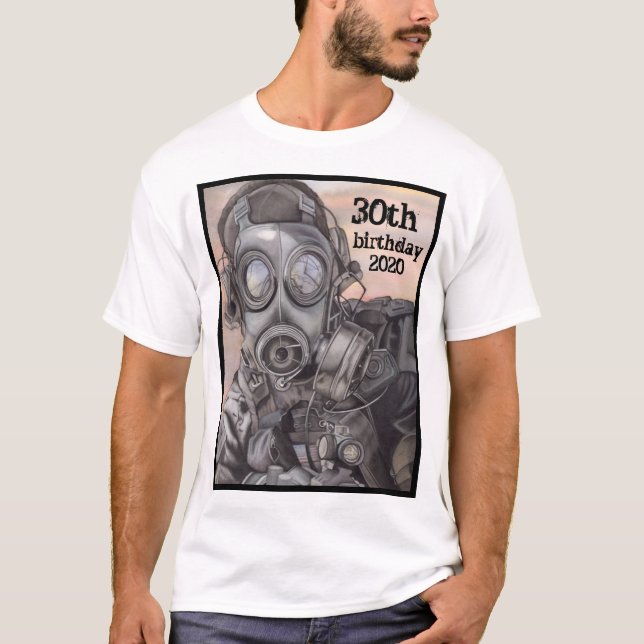 Personalised Birthday Gas Mask T-Shirt (Front)