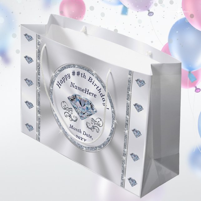 Personalised Birthday Gift Bags, ANY YEAR/OCCASION Large Gift Bag (Creator Uploaded)