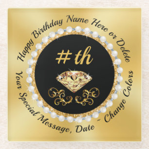 Personalised, Birthday Gift for Elderly Mother,  Glass Coaster