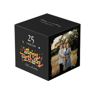 Personalised Birthday Gift with Custom Photo Name Cube