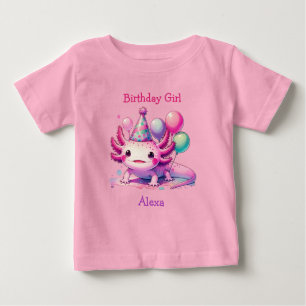 Personalised Birthday Girl   Axolotl Themed Baby T-Shirt