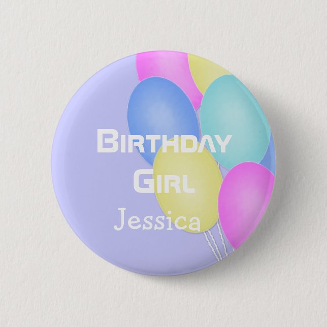 Personalised Birthday Girl Button (Front)