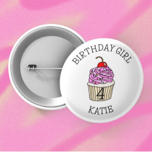 Personalised Birthday Girl   Name and Age 6 Cm Round Badge